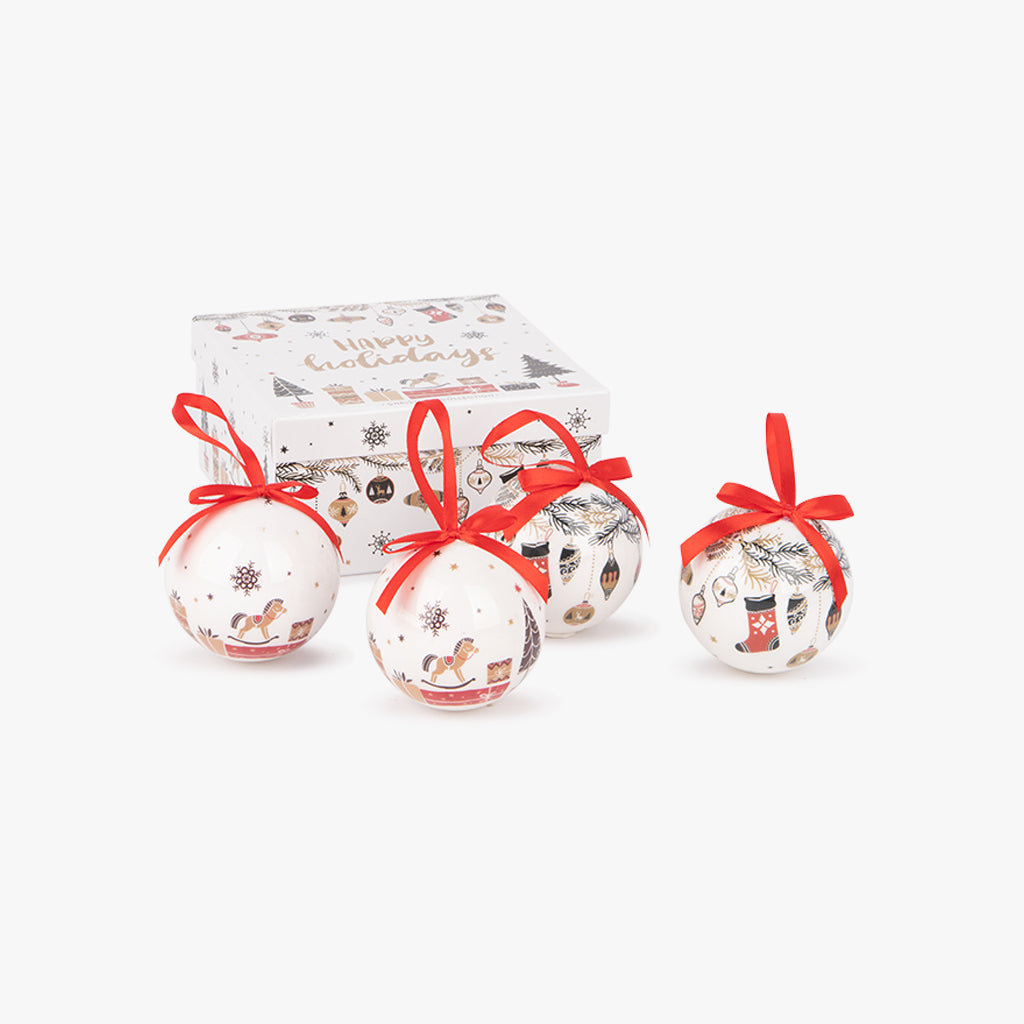 Boules de Noël Joyeuses Fêtes (4 pièces) COZY