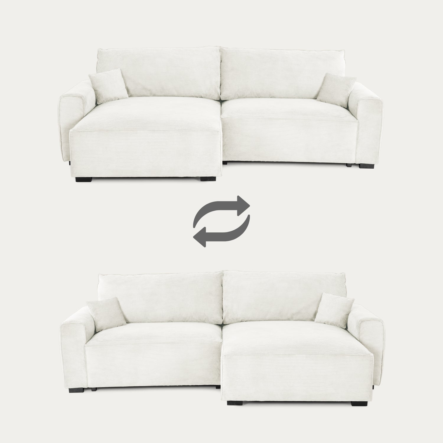 Sofá - Cama 4 Lugares com Chaise Longue Reversível - LaurenC1511ACSRG7902_C24