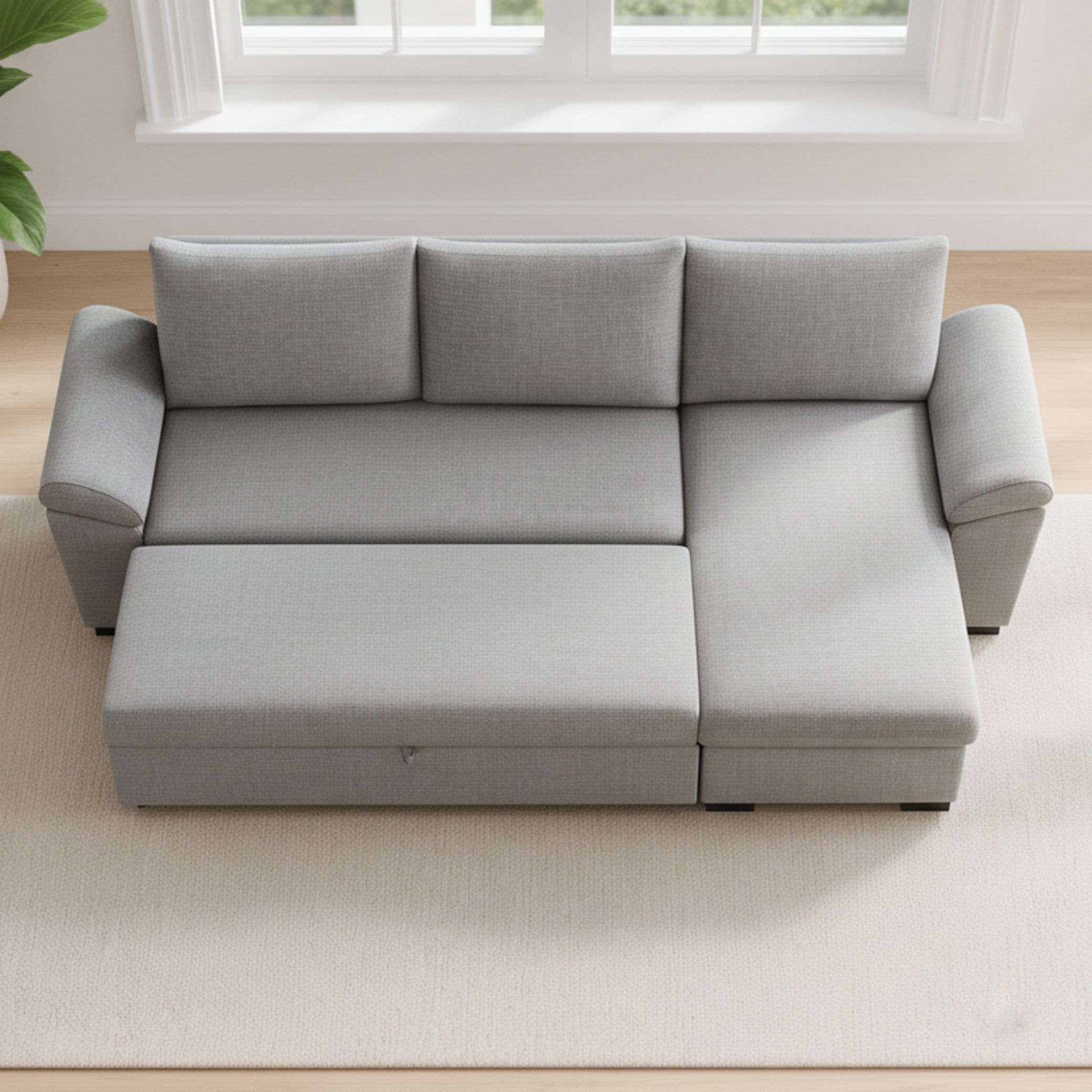 Sofa Bed with Reversible Chaise Longue and Storage PORTMAN