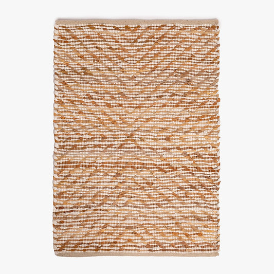 Rug leather/cotton natural/beige 100x150cm LIVELY 