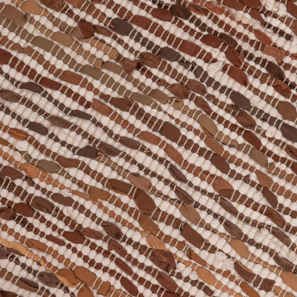 Tapete em Pele e Algodão Bege e Castanho Escuro 70x200 LIVELY