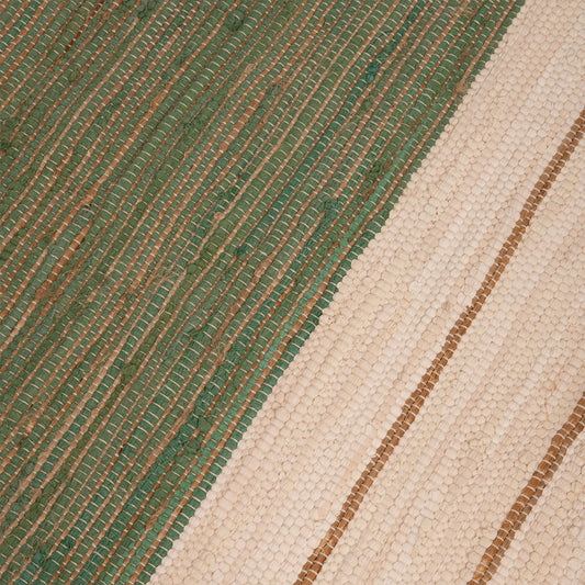 Tapete de Algodão e Juta Bege e Verde 120x180 BLIDA