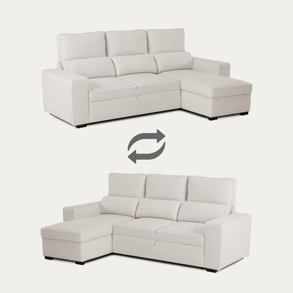 Sofá - Cama 4 Lugares com Chaise Longue Reversível e Arrumação - HarperC1536BFSRG8242_C24