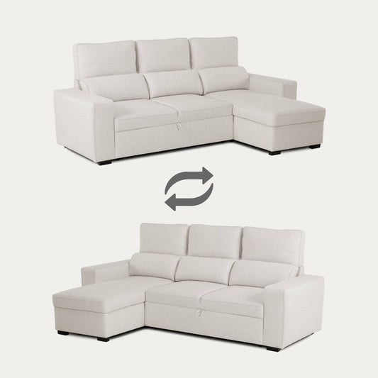 Sofá - Cama 4 Lugares com Chaise Longue Reversível e Arrumação - HarperC1536BFSRG8242_C24