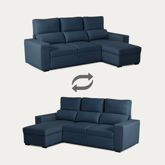 Sofá - Cama 4 Lugares com Chaise Longue Reversível e Arrumação - HarperC1536BFSRG8220_C24