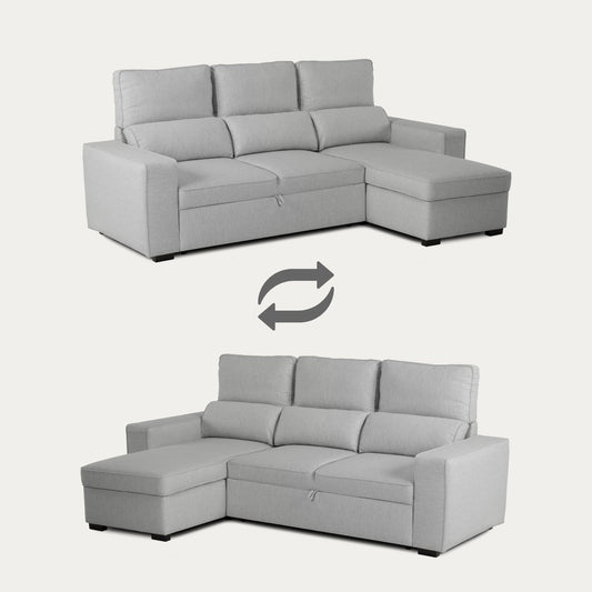 Sofá - Cama 4 Lugares com Chaise Longue Reversível e Arrumação - HarperC1536BFSRG8211_C24