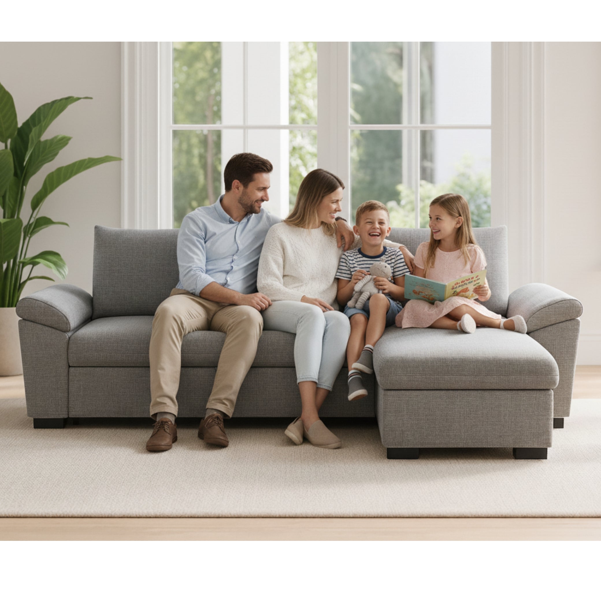 Sofa Bed with Reversible Chaise Longue and Storage PORTMAN
