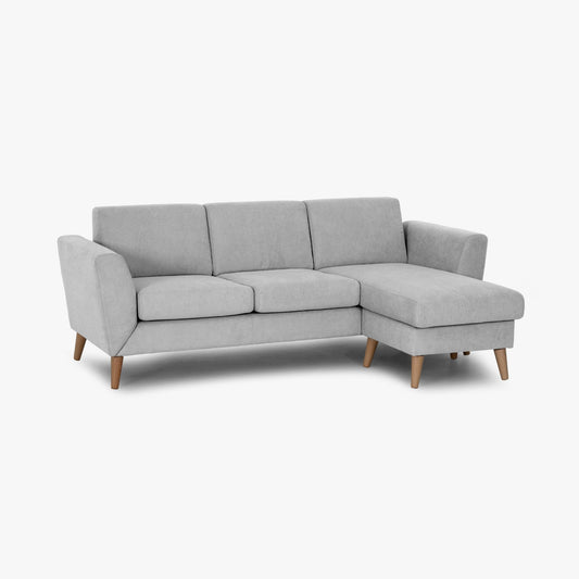 Sofa with reversible chaise longue and vintage gray legs ANGEL 