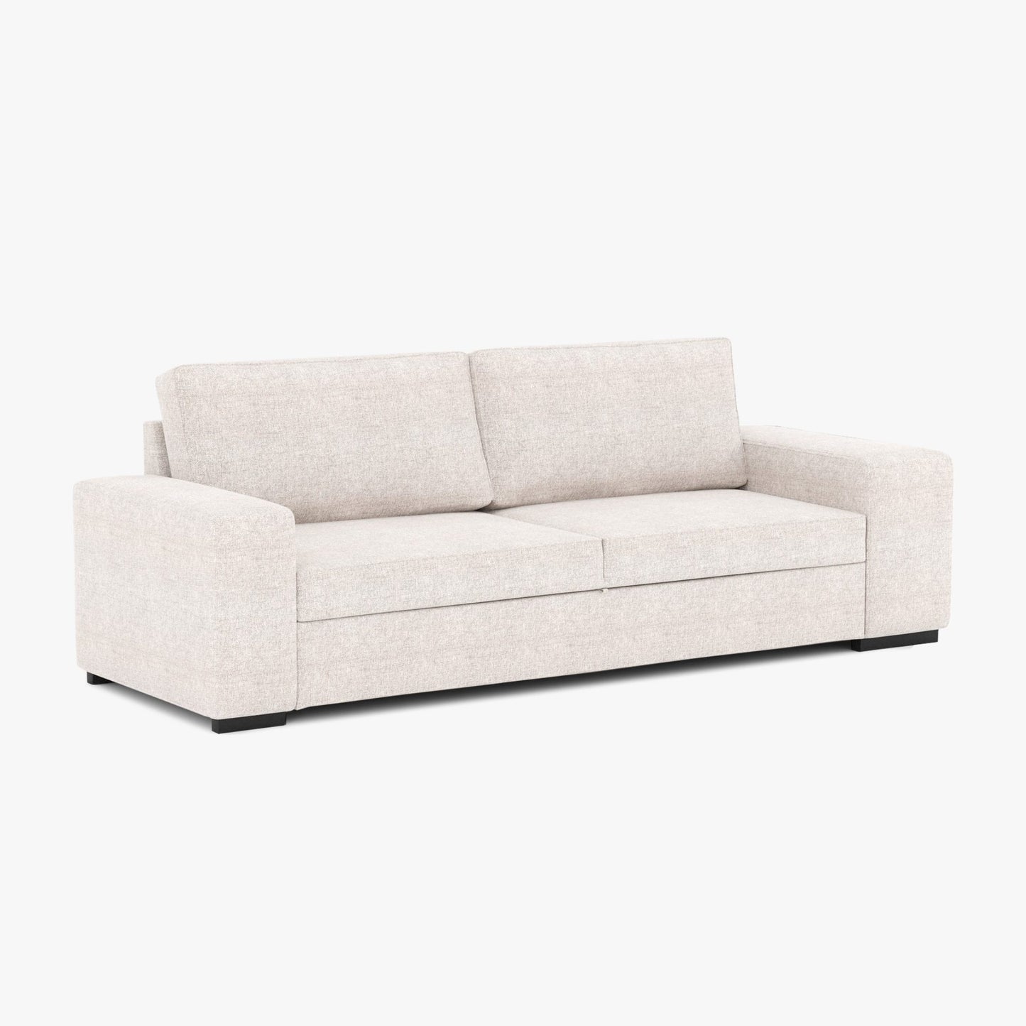 AVERY beige sofa bed with 2 poufs
