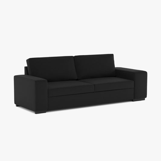 Sofá cama com 2 pufes preto AVERY