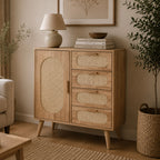 Aparador Rattan 1 Porta 4 Gavetas 73,5x35x78