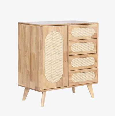 Rattan Sideboard 1 Door 4 Drawers 73.5x35x78
