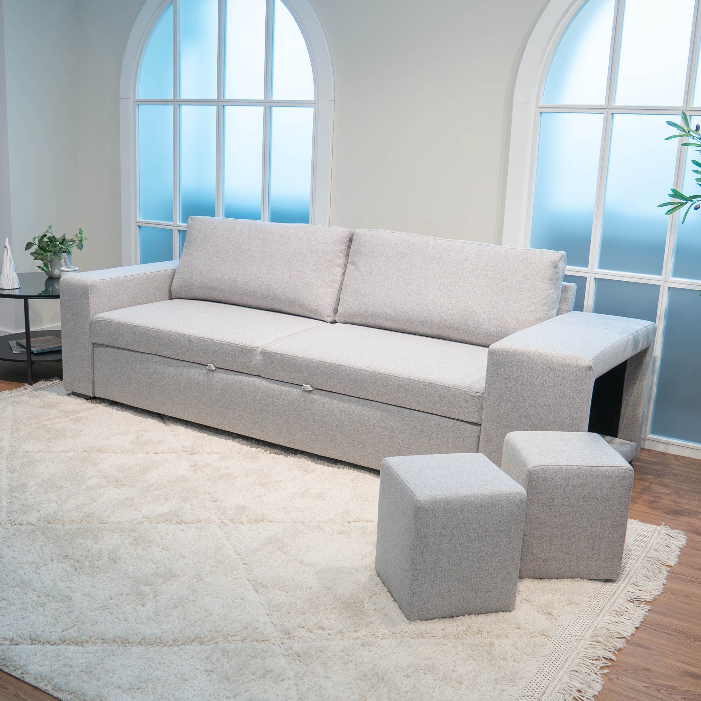 Sofá - Cama 3 Lugares + 2 Puffs - AveryS9903CSRG8211_C24