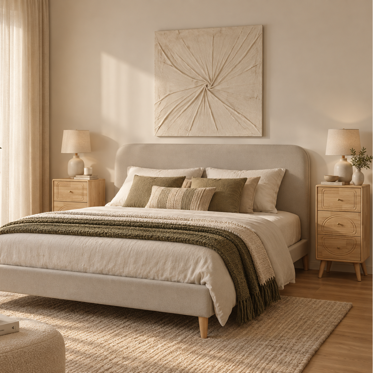 Quarto Serena - Cama mais mesas de cabeceira | Gato Preto