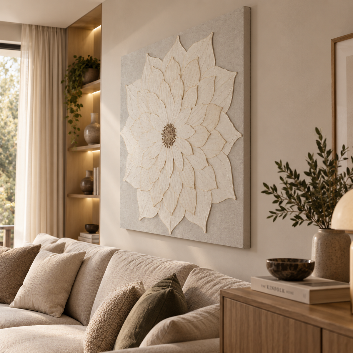 Textured Flower Canvas 120x120