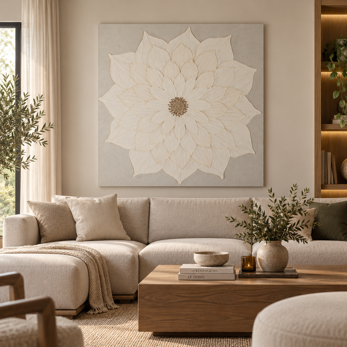 Textured Flower Canvas 120x120