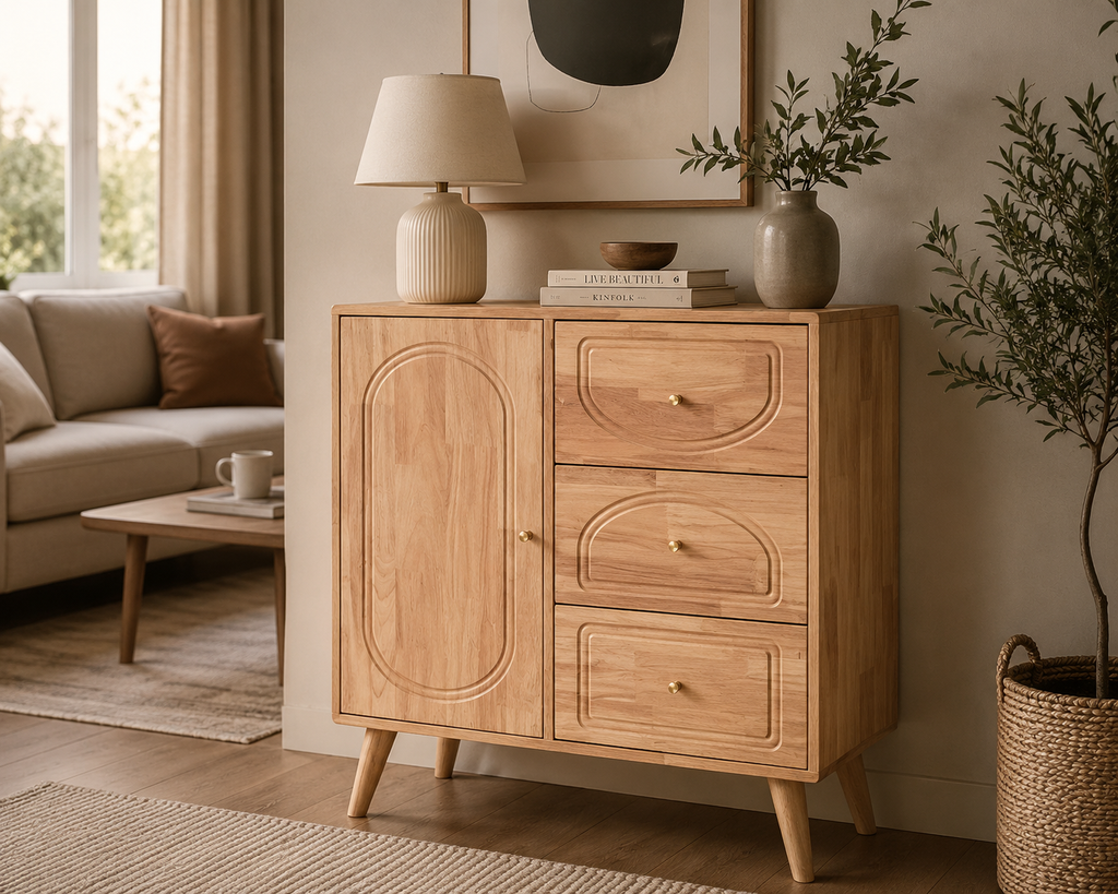 Aparador Natural 1 Puerta 3 Cajones 73,5x35x78