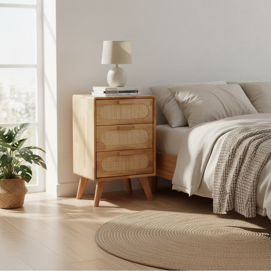 Rattan Chest of Drawers with 3 Drawers 40x30x63