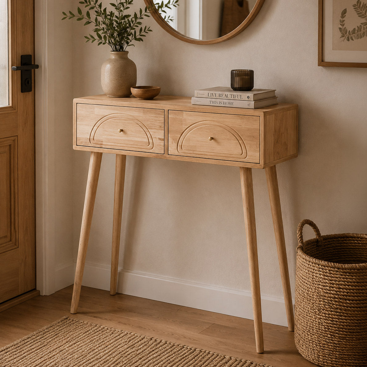 Natural 2-Drawer Console 80.5x30x80