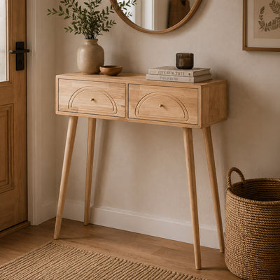 Natural 2-Drawer Console 80.5x30x80