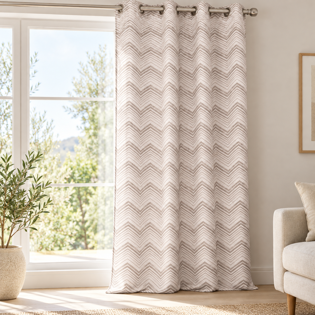 Rideau ZigZag blanc 140x270 HERITAGE