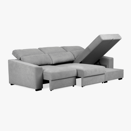 Sofá chaise-longue cinza KEEN