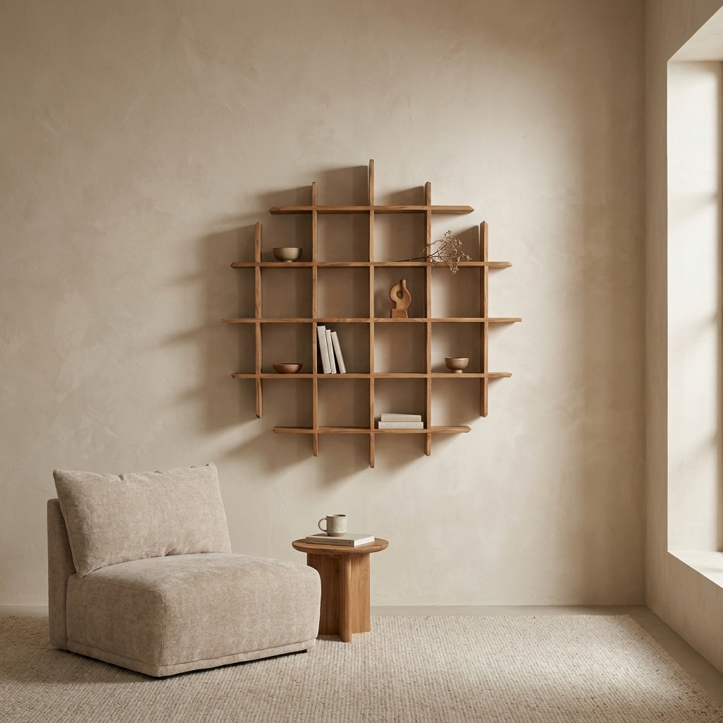 Estante Parede Teca 120x15x120 cm