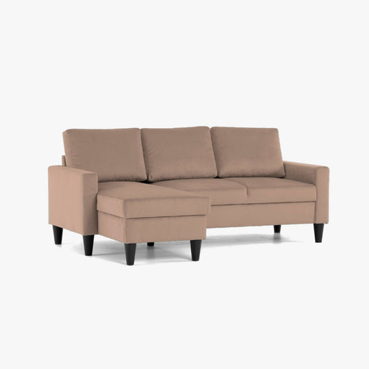Sofá com chaise longue reversível taupe FOX