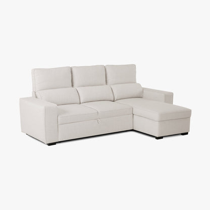 Sofá cama com chaise longue reversível e arrumação bege HARPER