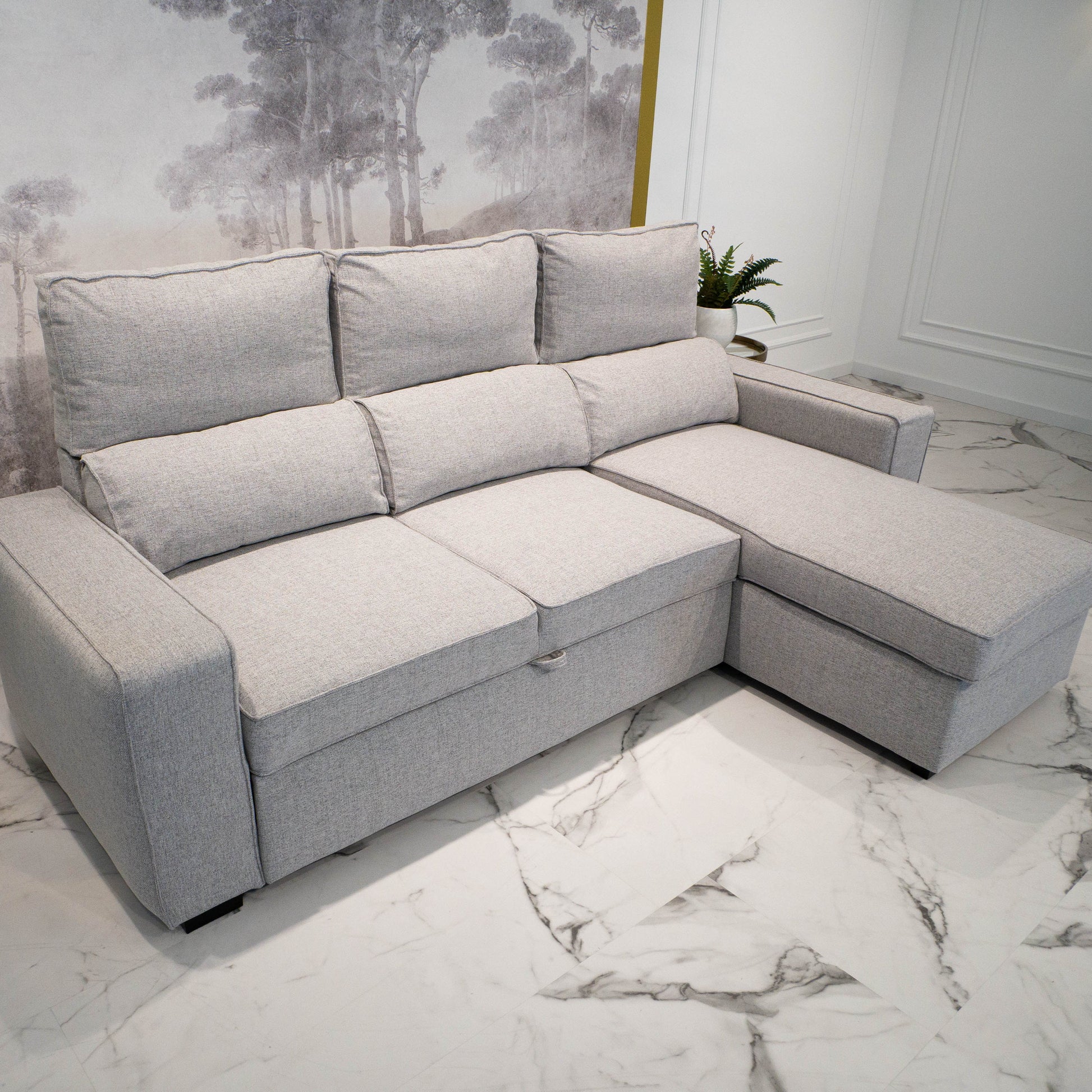 Sofá - Cama 4 Lugares com Chaise Longue Reversível e Arrumação - HarperC1536BFSRG8211_C24