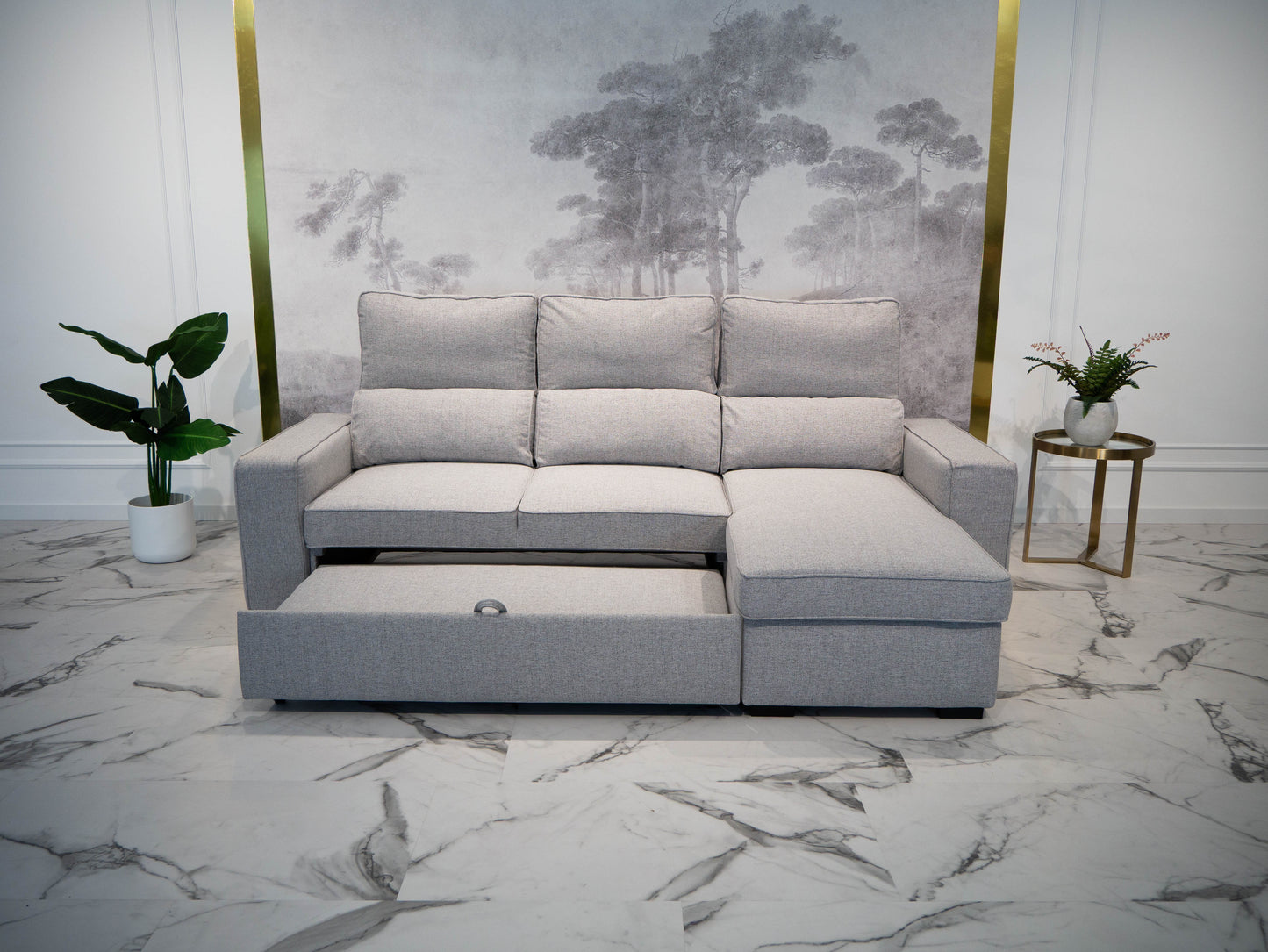 Sofá - Cama 4 Lugares com Chaise Longue Reversível e Arrumação - HarperC1536BFSRG8211_C24