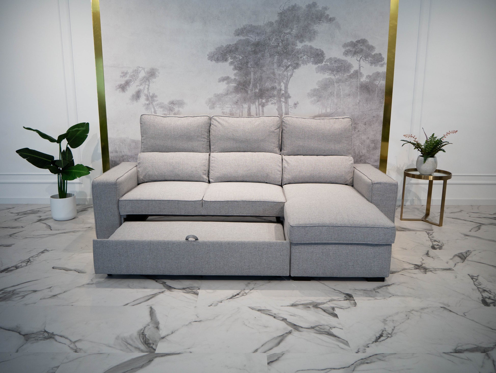 Sofá - Cama 4 Lugares com Chaise Longue Reversível e Arrumação - HarperC1536BFSRG8211_C24