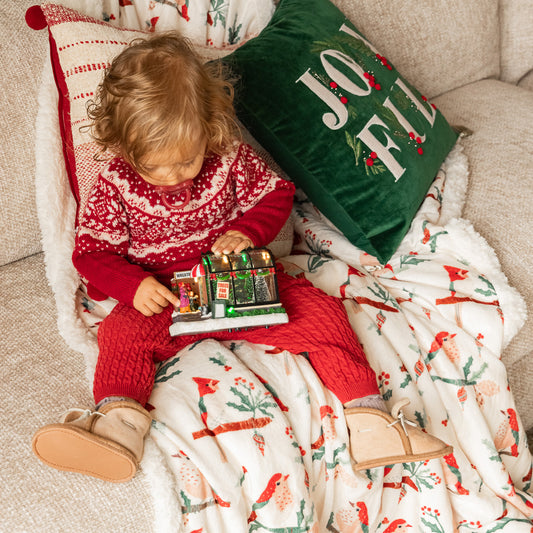 Manta com Sherpa Winter Birds COZY