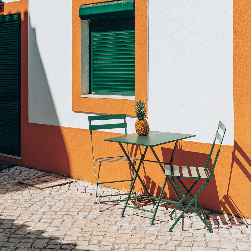 Conjunto de Mesa e 2 cadeiras Metal Verde COLORFUL