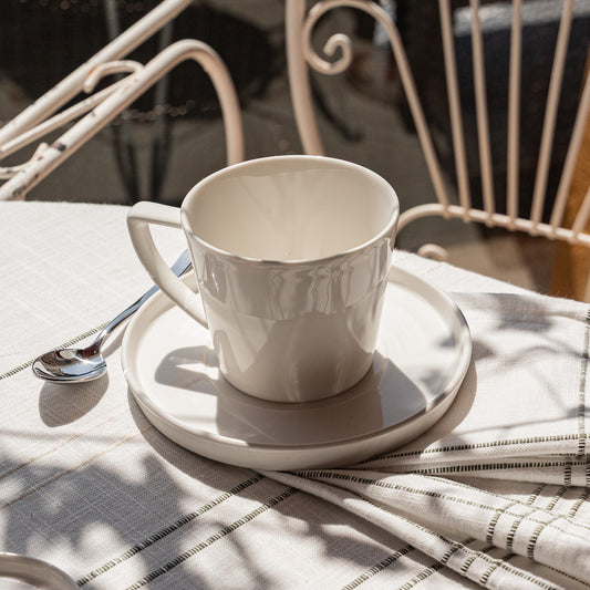 Taza de Café y Platillo 220 ml BLANCO BRILLANTE