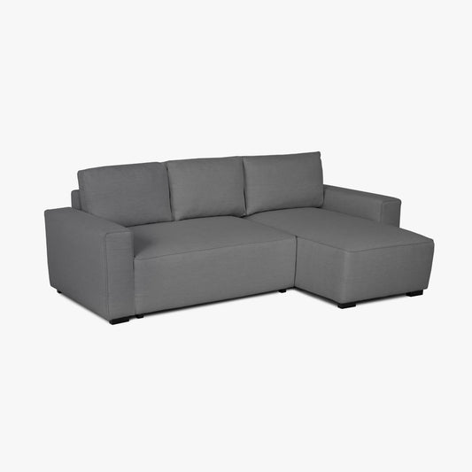 Sofá cama com chaise longue reversível cinza JADE