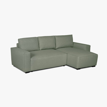 Sofá cama com chaise longue reversível verde JADE