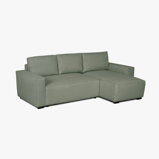 Sofá cama com chaise longue reversível verde JADE