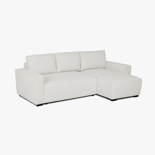Sofá cama com chaise longue reversível bege JADE