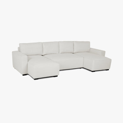 Sofá cama panorâmico com 2 chaise longue bege JORDAN