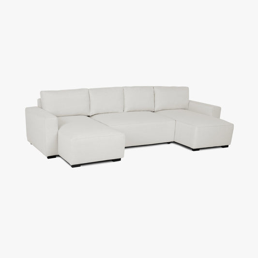Sofá cama panorâmico com 2 chaise longue bege JORDAN