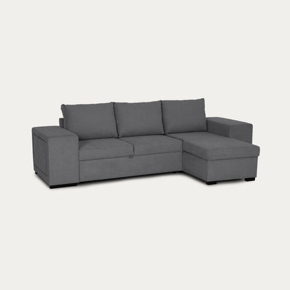 Sofá - Cama 4 Lugares com Chaise Longue Reversível, Arrumação, Prateleira e Puff - JuanC1007BFSRG3840_C24