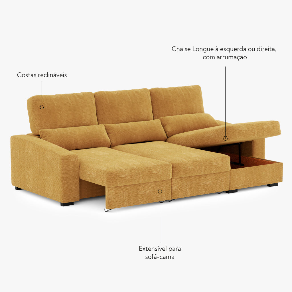 Sofá Chaise Longue con Almacenamiento KEEN