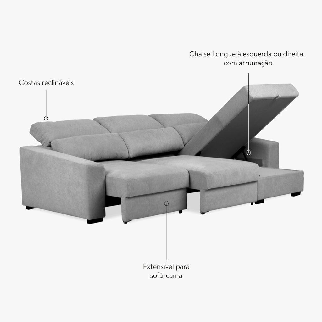 KEEN Chaise Longue Sofa with Storage