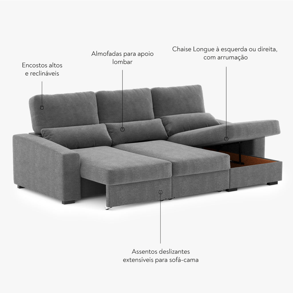 Sofá Chaise Longue com Arrumação KEEN