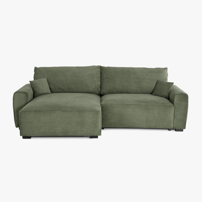 Sofá cama com chaise longue reversível verde LAUREN