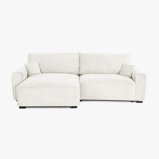 Sofá cama com chaise longue reversível bege LAUREN