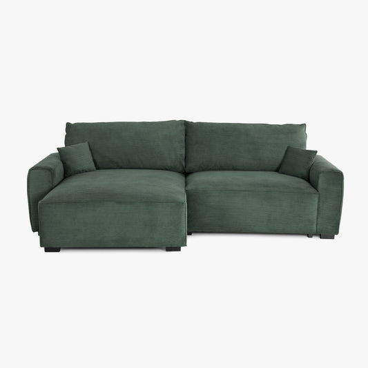 Sofá cama com chaise longue reversível verde escuro LAUREN