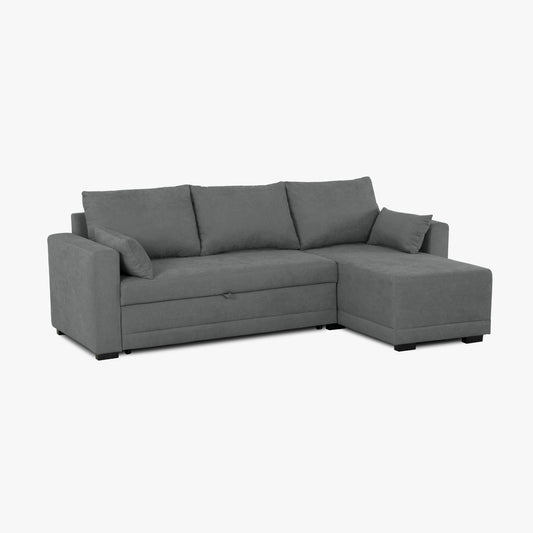 Sofá cama com chaise longue reversível cinza escuro LEAH