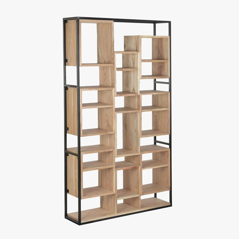 Estante Madeira e Metal 110x27x195 cm